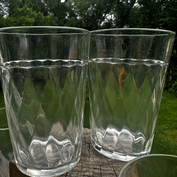 Vintage 1930’s Diamond Patter Juice Glasses 3 1/8” Set of 6 Hazel Atlas - Picture 3 of 8